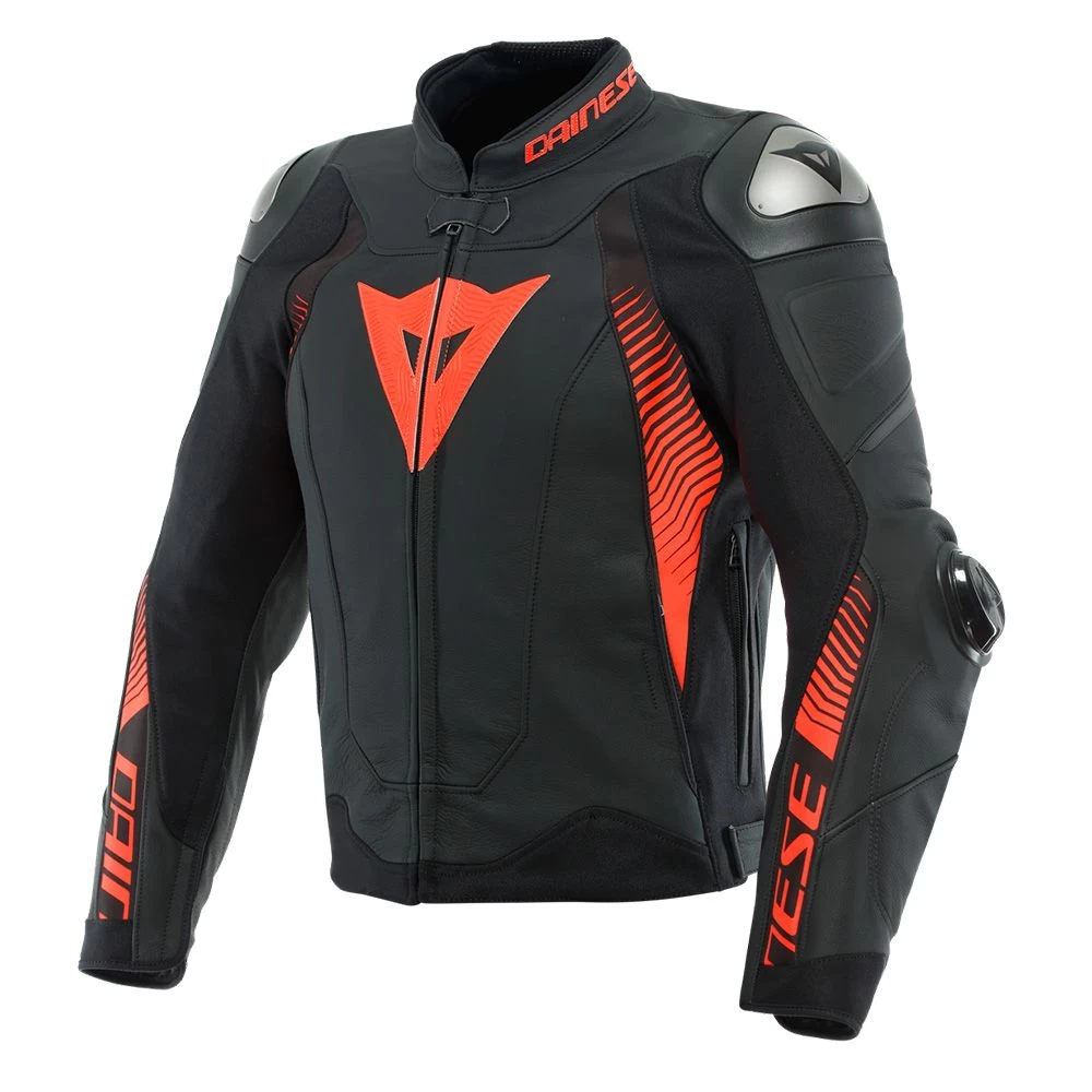 Dainese Super Speed 4 Leather Jacket Black Matt Fluo Red 3 Dainese Super Speed 4 Leather Jacket Black Matt Fluo Red - Afbeelding 3