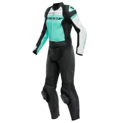 Dainese Mirage Lady Leather 2PCS Suit Black Acqua Green Glacier Gray