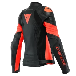 Dainese Racing 4 Leather Jacket Black Fluo Red