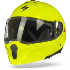 Scorpion EXO-930 Solid Neon Geel Systeemhelm -Winkel Voor Motorfietsonderdelen scorpionexo 930solidneonyellow frontpage