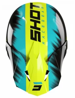 SHOT Furious Kid Versus Neon Geel Turquoise Glanzend Crosshelm