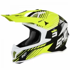 SHOT Lite Fury Zwart Neon Geel Wit Glanzend Crosshelm