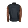 Helstons Winston Canvas Cotton Leather Blue Brown Jacket